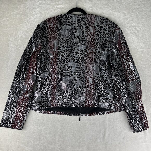 Joseph Ribkoff Jacket Sequin Zip Up Women’s Size 20 Floral Abstract Velvet - Picture 9 of 9